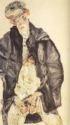 Egon Schiele Self-Portrait in Black Cloak (mk12) china oil painting reproduction